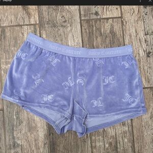 Juicy Couture Velour Periwinkle Sleepwear Shorts, size Medium, JC logo,  EUC